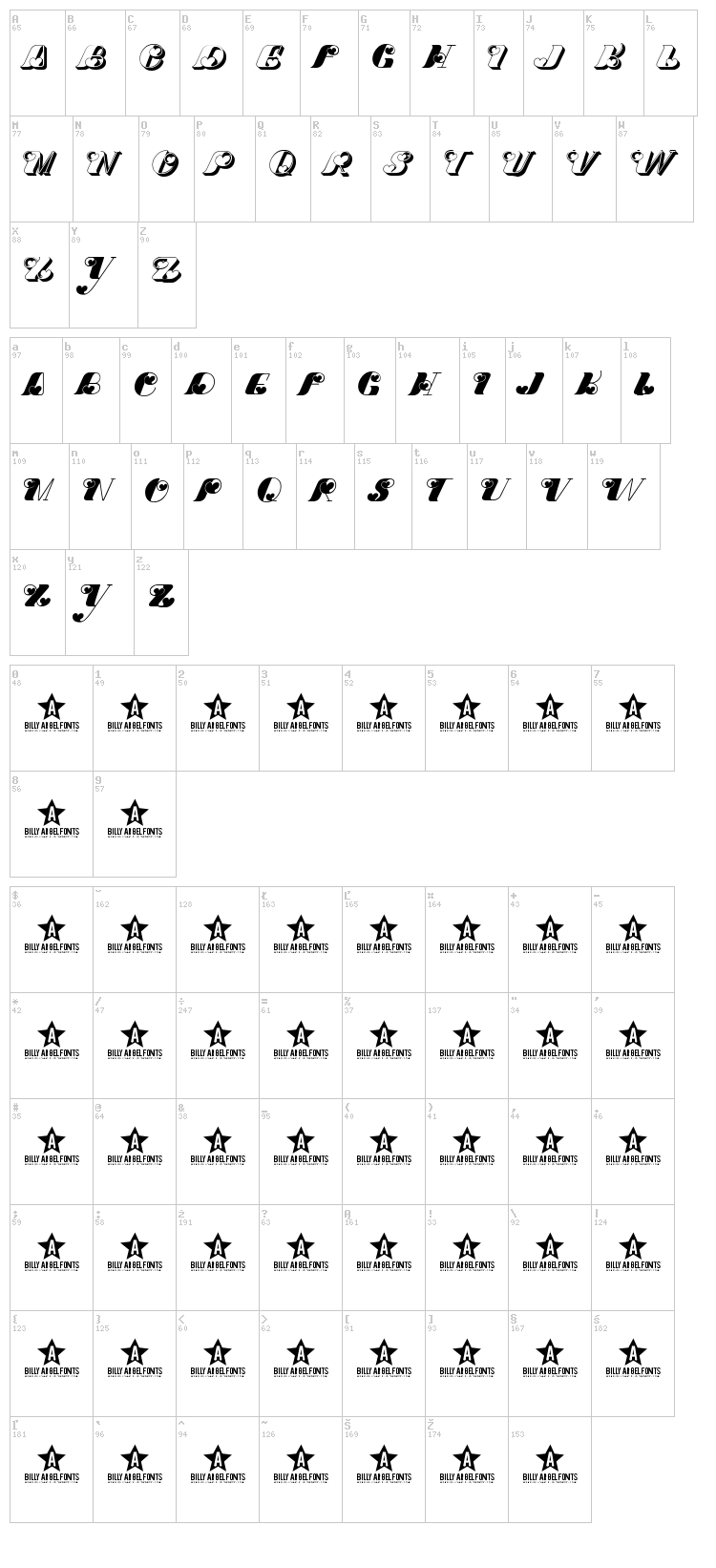 Dove Love font map